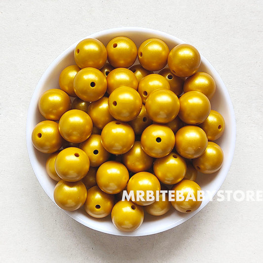15mm Metallic Gold Silicone Beads - Round