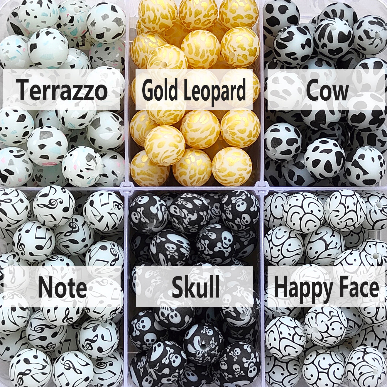 15mm Glow In The Dark/Luminous Print Silicone Beads - Round