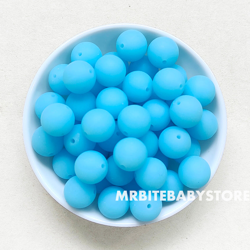 15mm Ocean Blue Glow In The Dark/Luminous Silicone Beads - Round