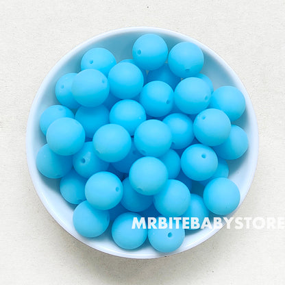 15mm Ocean Blue Glow In The Dark/Luminous Silicone Beads - Round