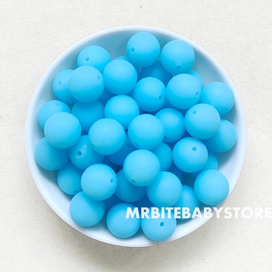 15mm Ocean Blue Glow In The Dark/Luminous Silicone Beads - Round