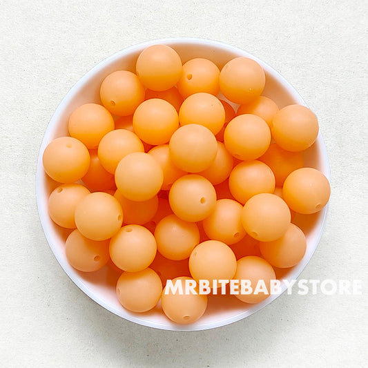 15mm Orange Glow In The Dark/Luminous Silicone Beads - Round