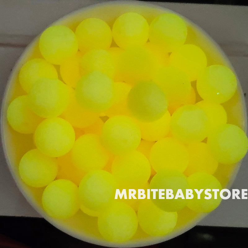 15mm Orange Glow In The Dark/Luminous Silicone Beads - Round