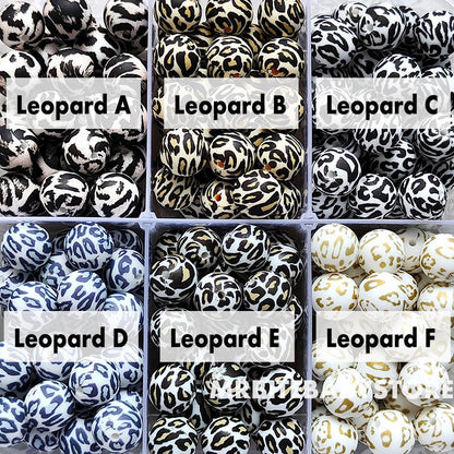 12/15mm Print Silicone Beads, #1 - #24