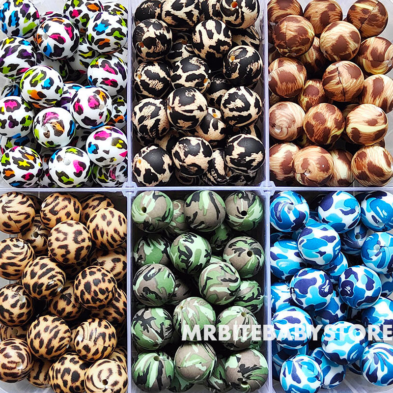 12/15mm Print Silicone Beads, #1 - #24