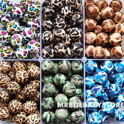 12/15mm Print Silicone Beads, #1 - #24