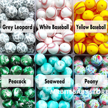 12/15mm Print Silicone Beads, #79 - #123