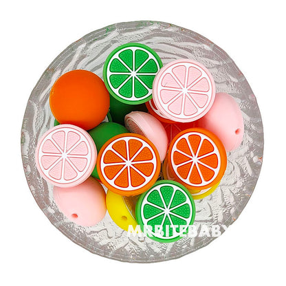 New - Orange Silicone Beads - 22mm