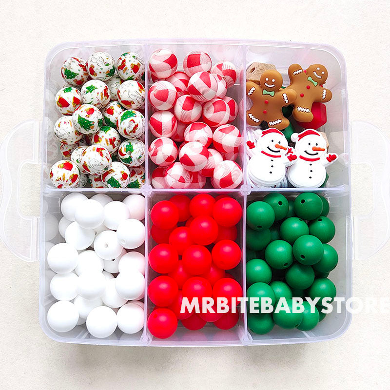 162Pcs Assorted Silicone Beads Kit, Christmas Beads