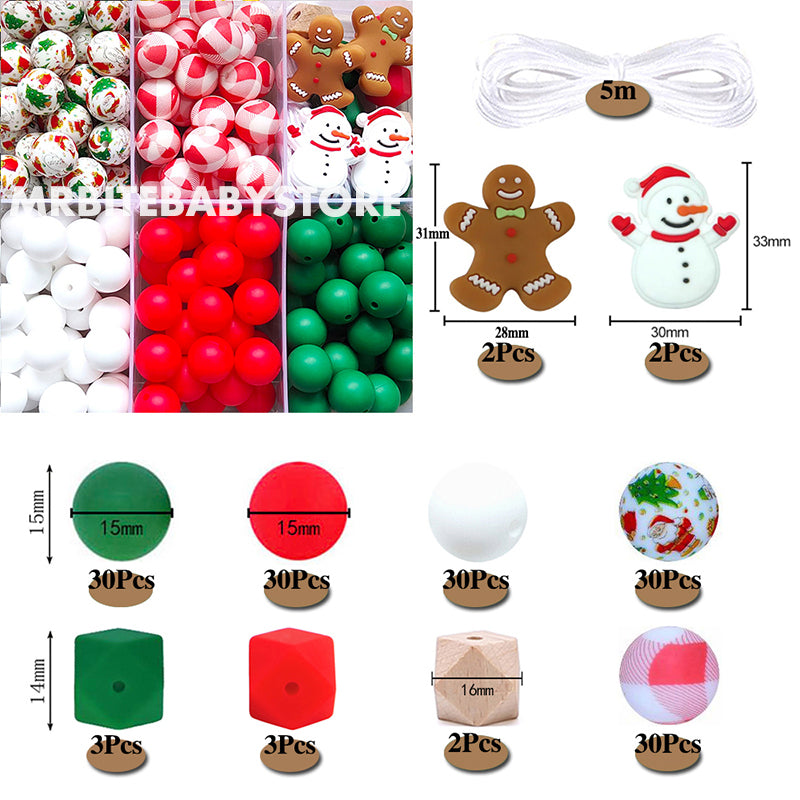 162Pcs Assorted Silicone Beads Kit, Christmas Beads