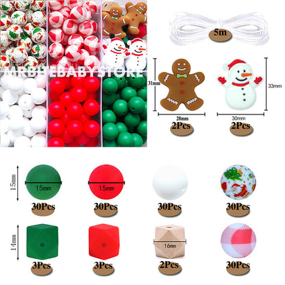 162Pcs Assorted Silicone Beads Kit, Christmas Beads