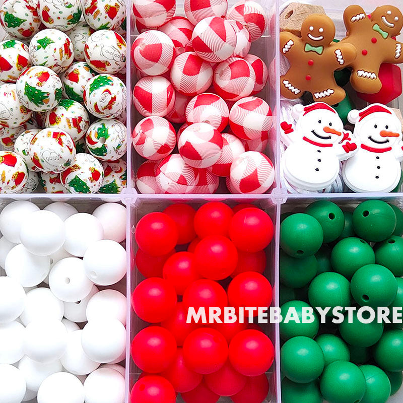 162Pcs Assorted Silicone Beads Kit, Christmas Beads