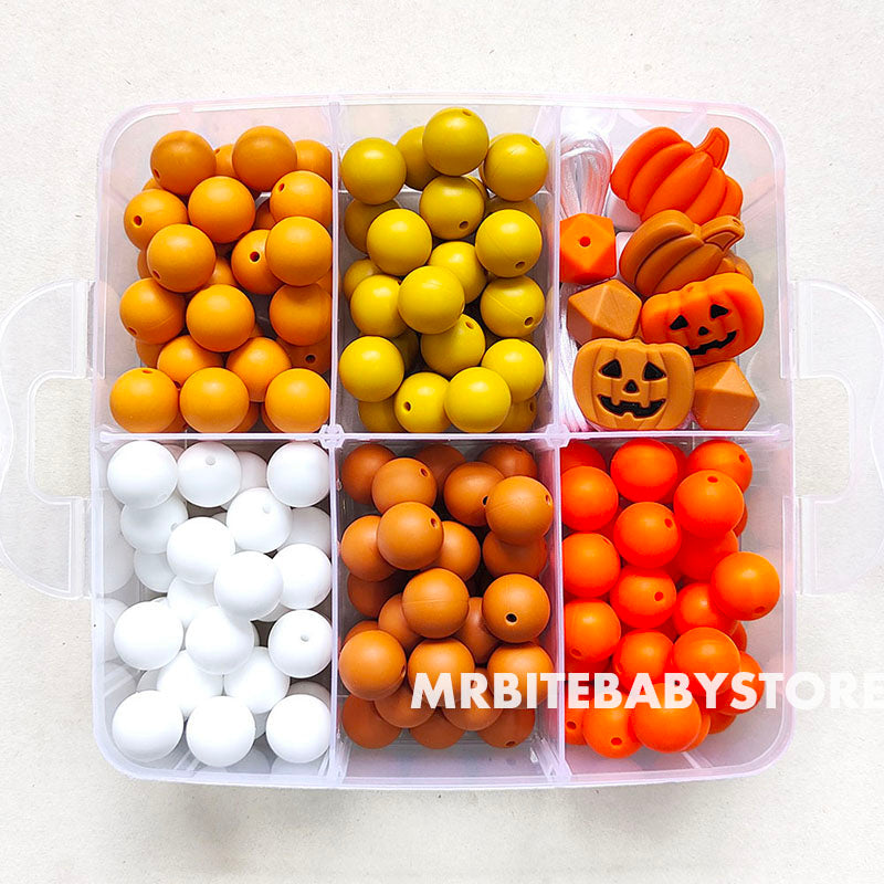 164Pcs Assorted Beads Kit, Jack-O-Lantern Silicone Beads