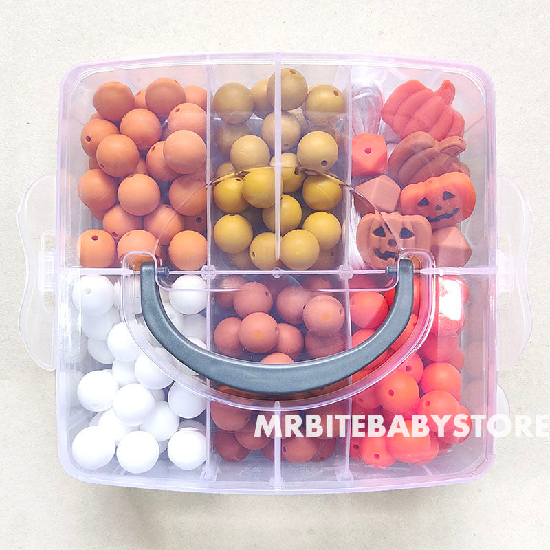 164Pcs Assorted Beads Kit, Jack-O-Lantern Silicone Beads