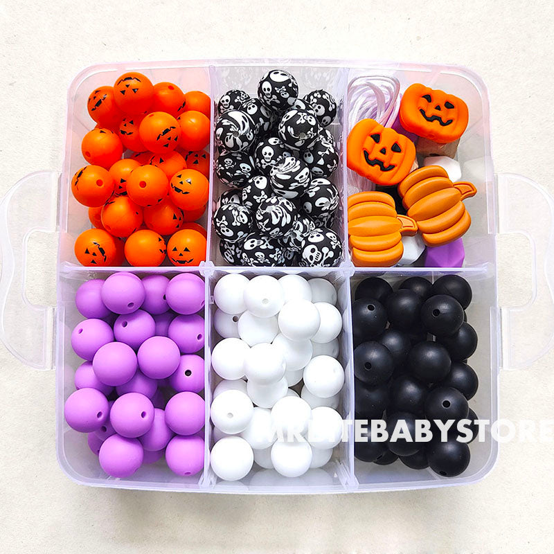Halloween 162Pcs Assorted Beads, Jack-O-Lantern Beads