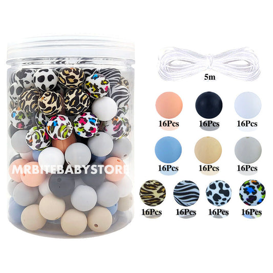 160Pcs Assorted Beads Set Leopard Silicone Beads