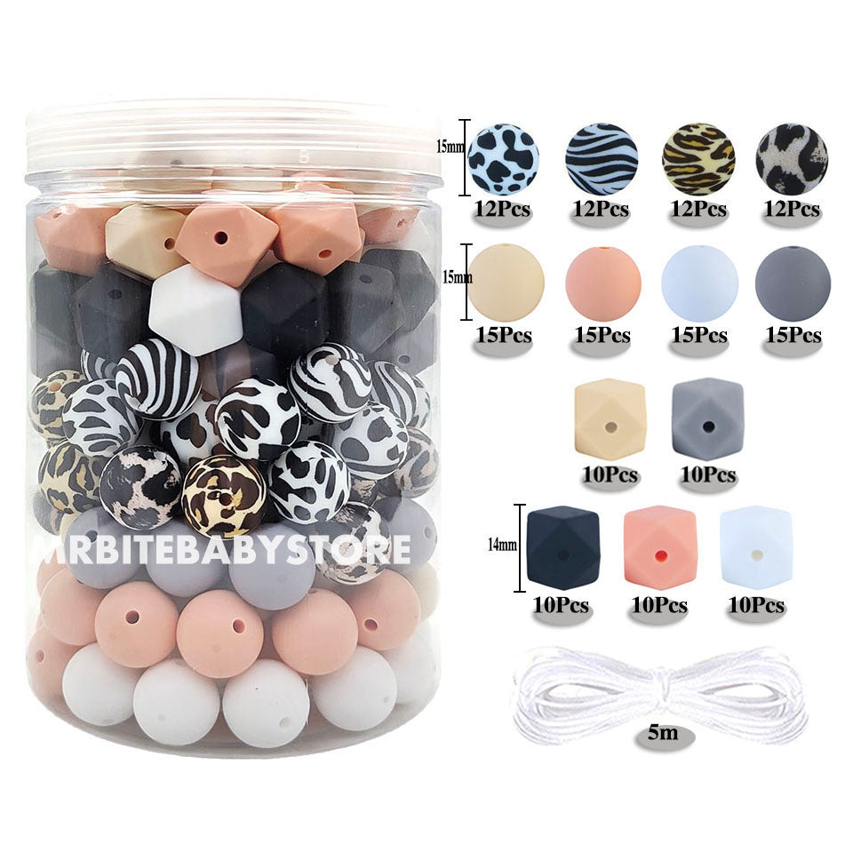 158Pcs Assorted Beads Set, Leopard Cow Beads