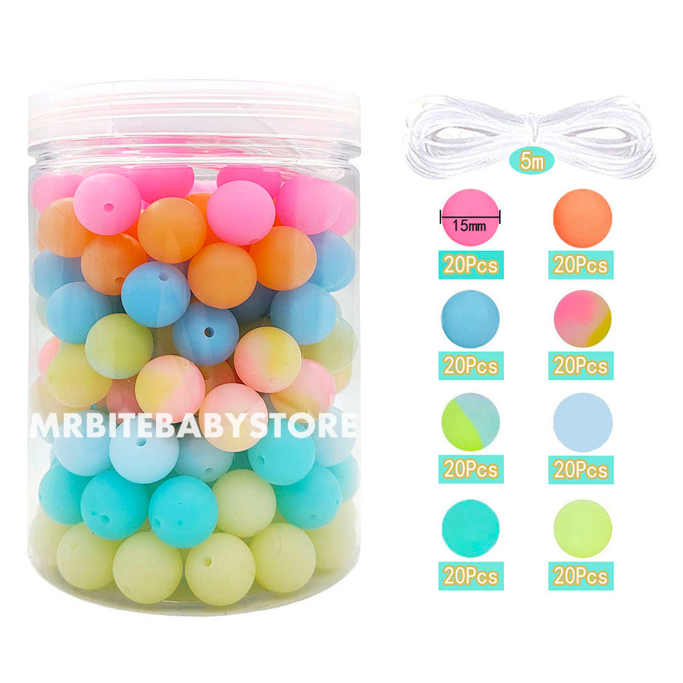 160Pcs Assorted Glow In The Dark/Luminous Silicone Beads