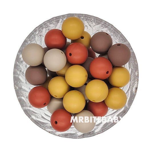 12/15mm Mix 4 Colors Round Silicone Beads