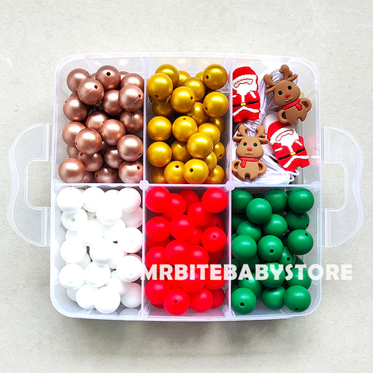 162Pcs Christmas Assorted Silicone Beads,Santa Claus ,Elk,Silicone Beads Kit