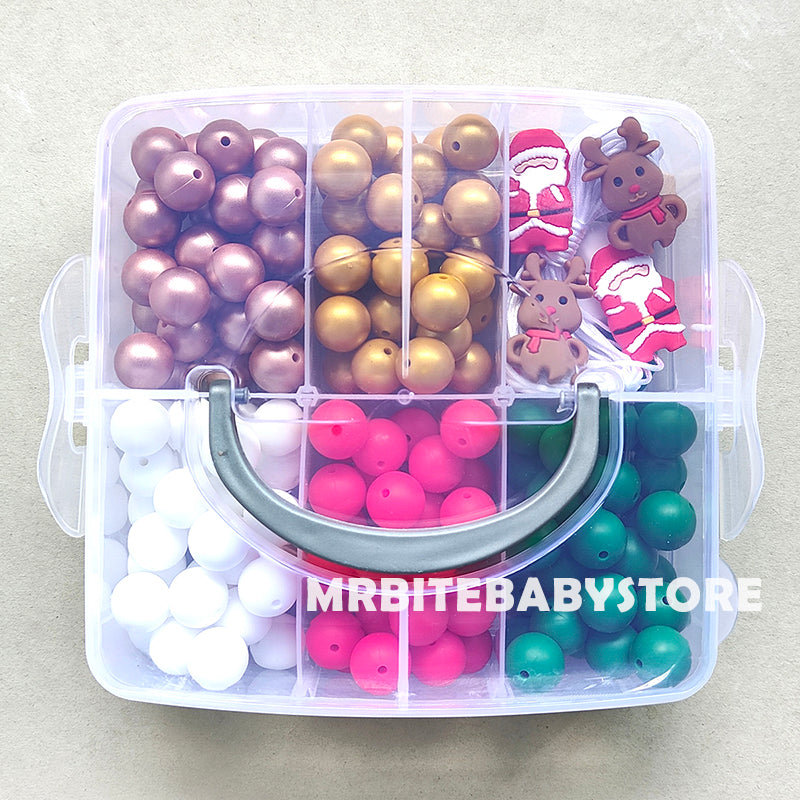 162Pcs Christmas Assorted Silicone Beads,Santa Claus ,Elk,Silicone Beads Kit