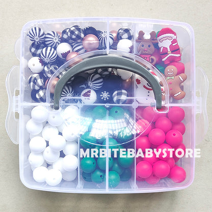 162Pcs Christmas Assorted Beads Kit,Gingerbread Man,Snowman,Santa Claus,Elk Silicone Beads