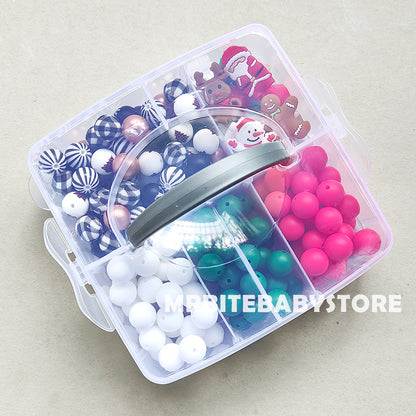 162Pcs Christmas Assorted Beads Kit,Gingerbread Man,Snowman,Santa Claus,Elk Silicone Beads