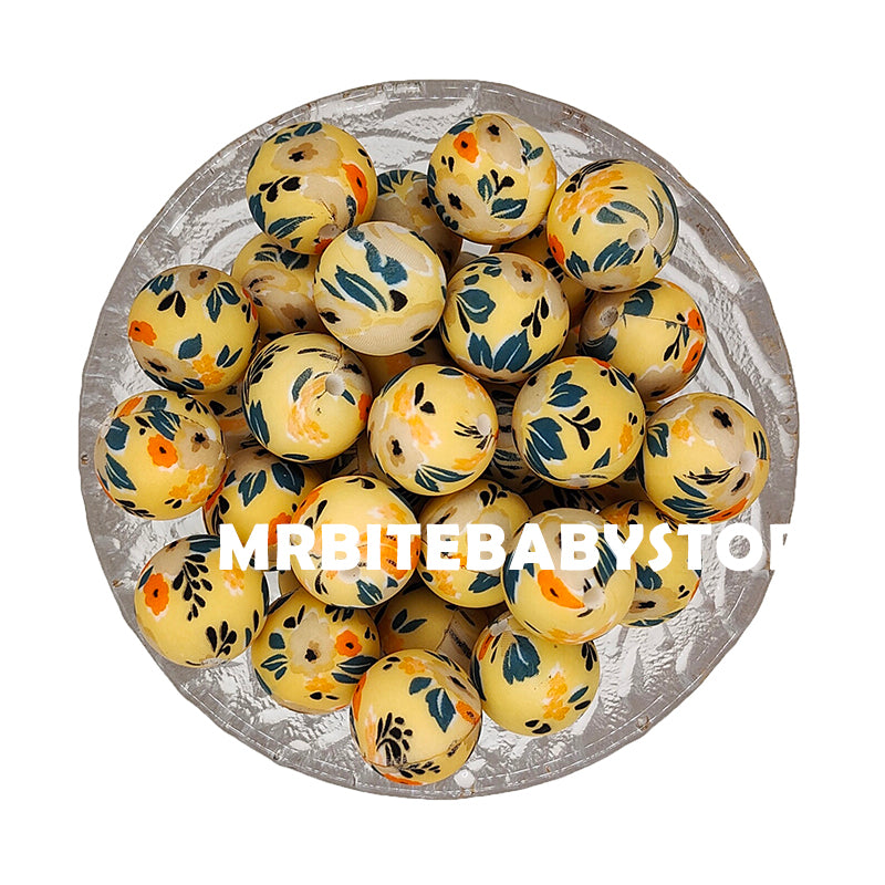 15mm Calendula Silicone Beads - Round