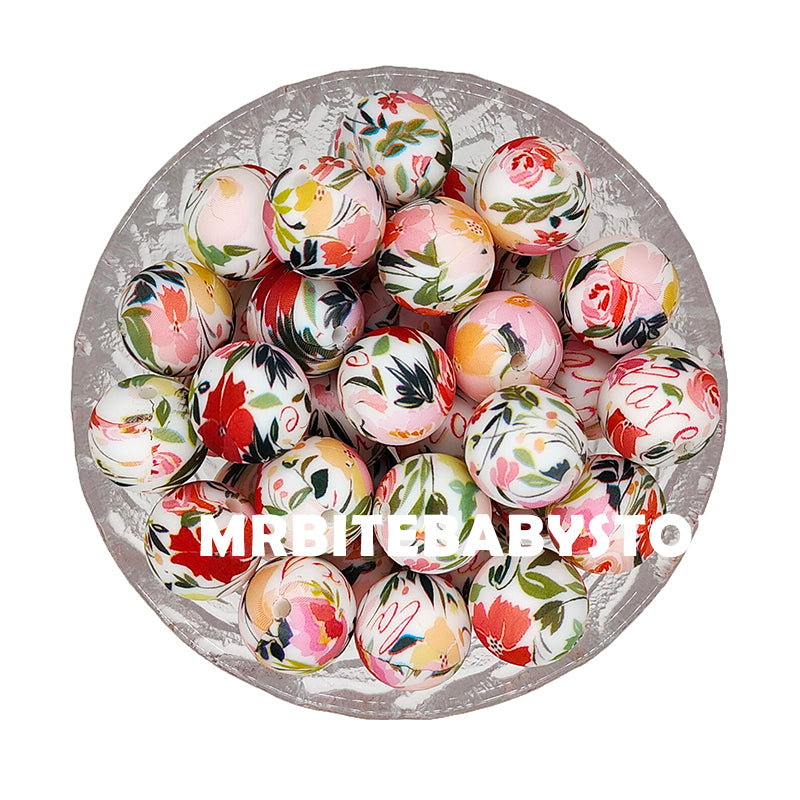 15mm Maidenhair Silicone Beads - Round