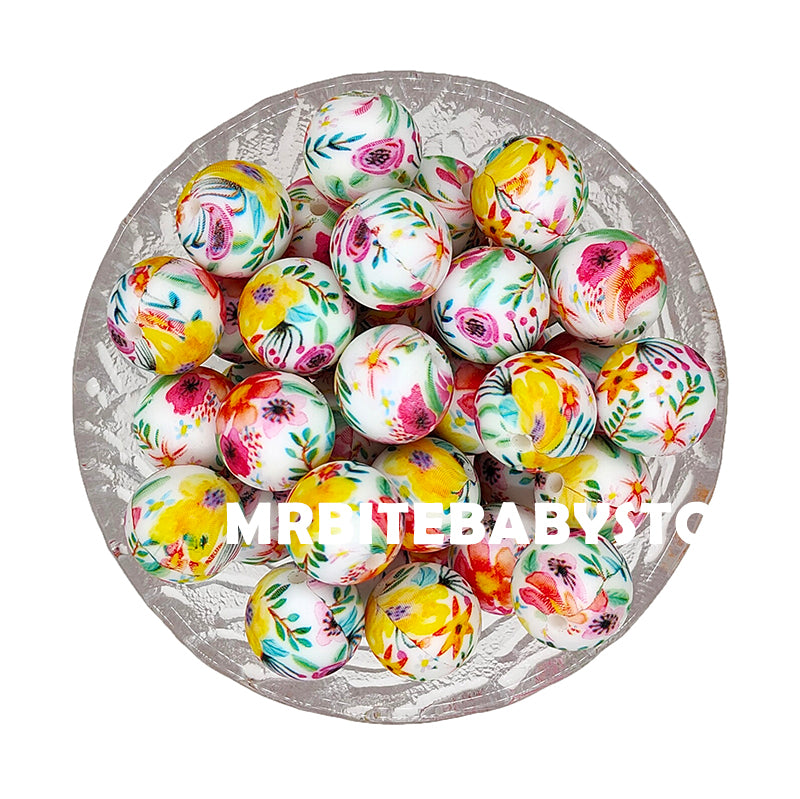 15mm Prunus Triloba Silicone Beads - Round