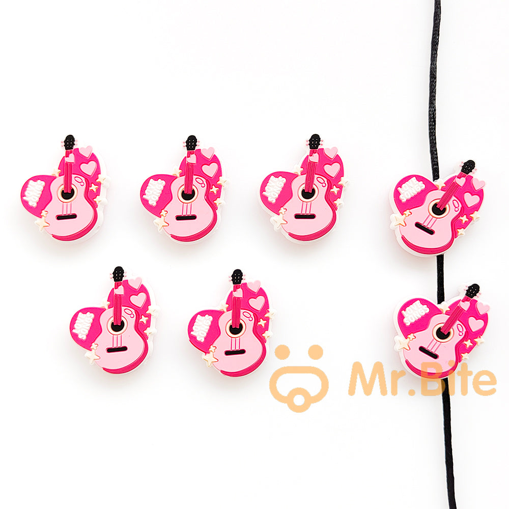 Love Songs Guitar Focal Silicone beads - 35*30mm
