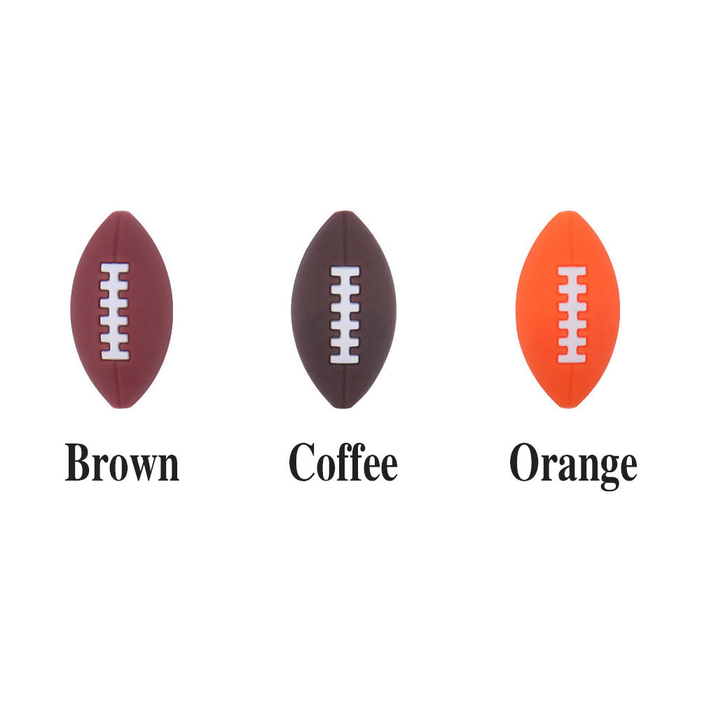 American Football Silicone Rugby Sport Beads - 14*27mm