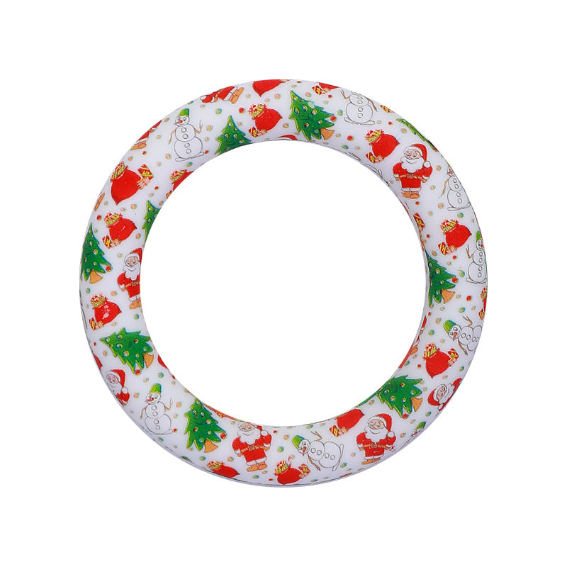 65mm Print Silicone Round Loop with 2 hole