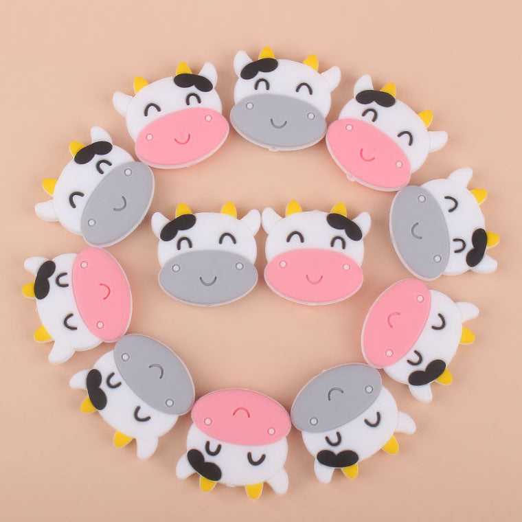 Cute Cow Silicone Beads 30mm