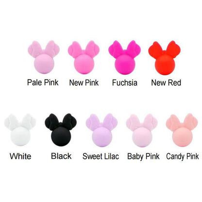 Bowknot Mouse Head Silicone Beads - 21*20mm