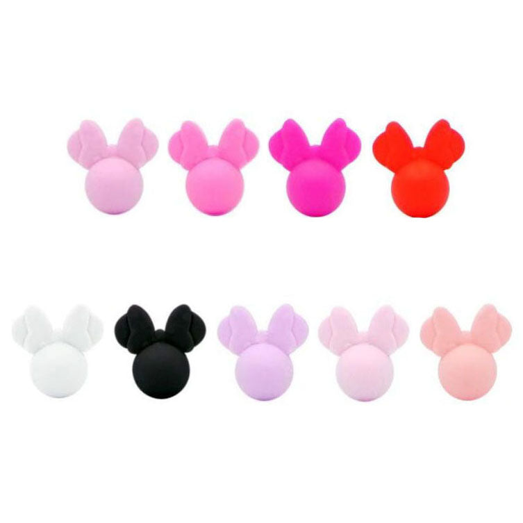 Bowknot Mouse Head Silicone Beads - 21*20mm