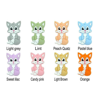 Sitting Fox Silicone Beads - 35*25mm