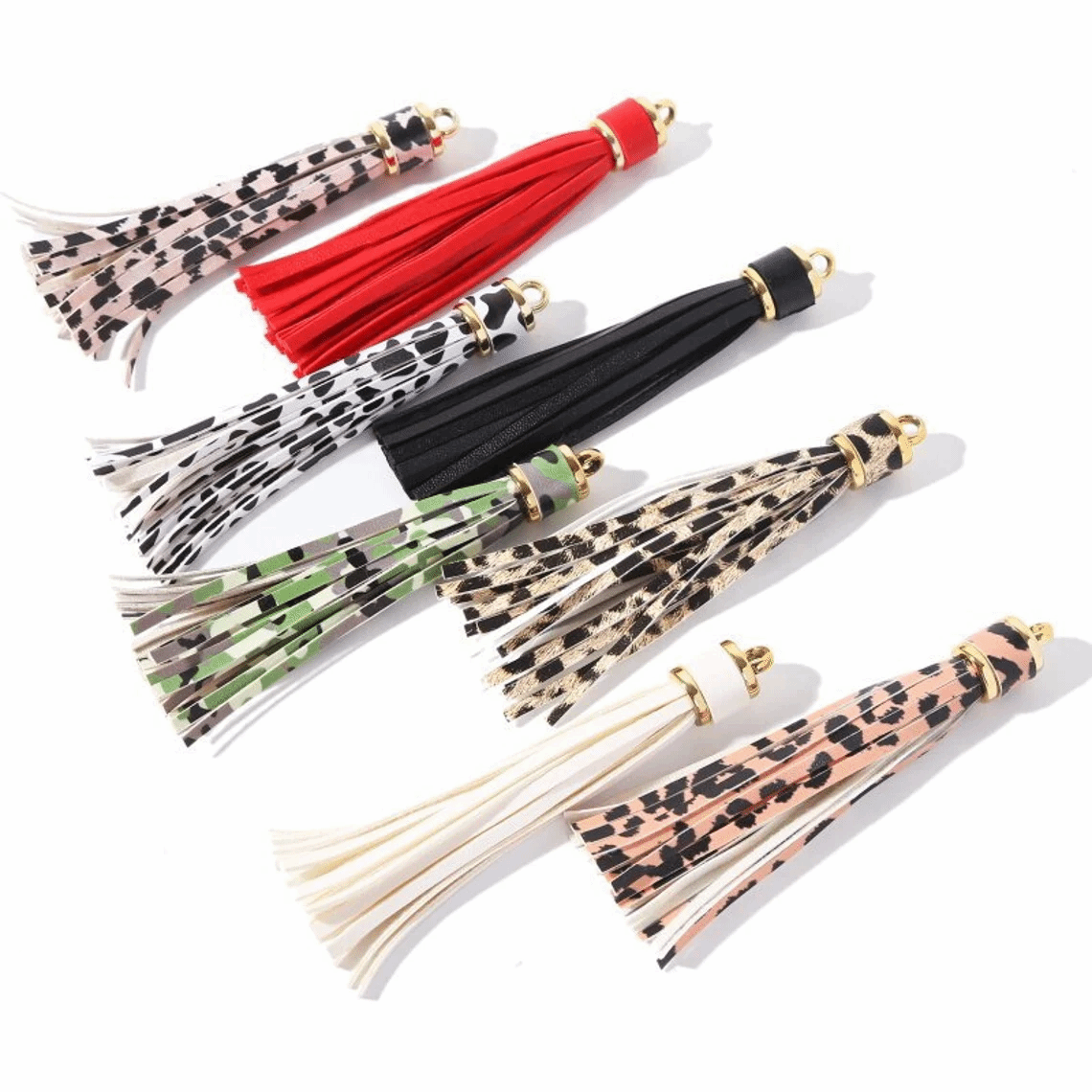 Leopard Sunflower Leather Tassel, PU Tassel