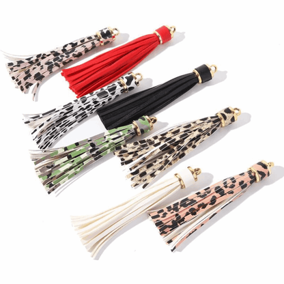Leopard Sunflower Leather Tassel, PU Tassel