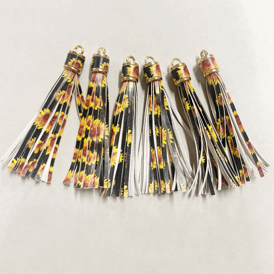 Leopard Sunflower Leather Tassel, PU Tassel
