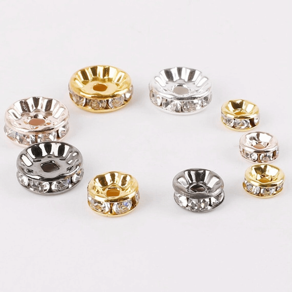 Clear Rhinestone Crystal Rondelle Spacer Beads