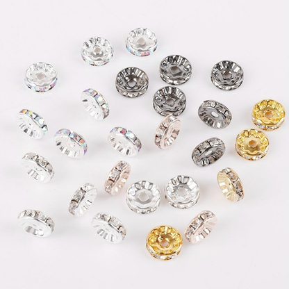 50Pcs/Lots 6mm/8mm/10mm Clear Rhinestone Crystal Rondelle Spacer Beads