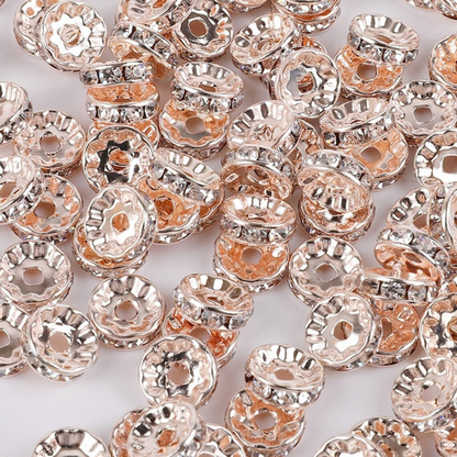 50Pcs/Lots 6mm/8mm/10mm Clear Rhinestone Crystal Rondelle Spacer Beads