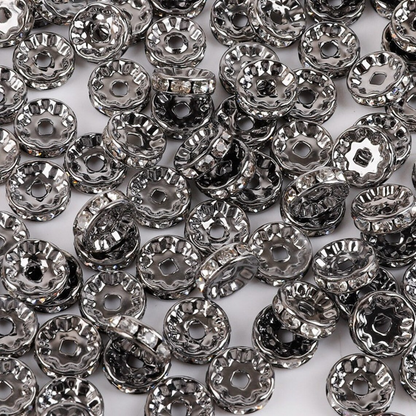 50Pcs/Lots 6mm/8mm/10mm Clear Rhinestone Crystal Rondelle Spacer Beads