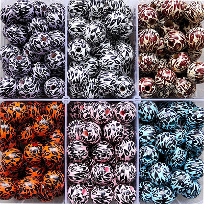 16mm Round Leopard Wood Beads