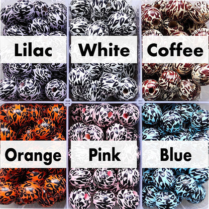 16mm Round Leopard Wood Beads