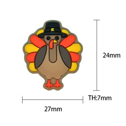 Silicone Thanksgiving Day Turkey Focal Beads 24*27mm