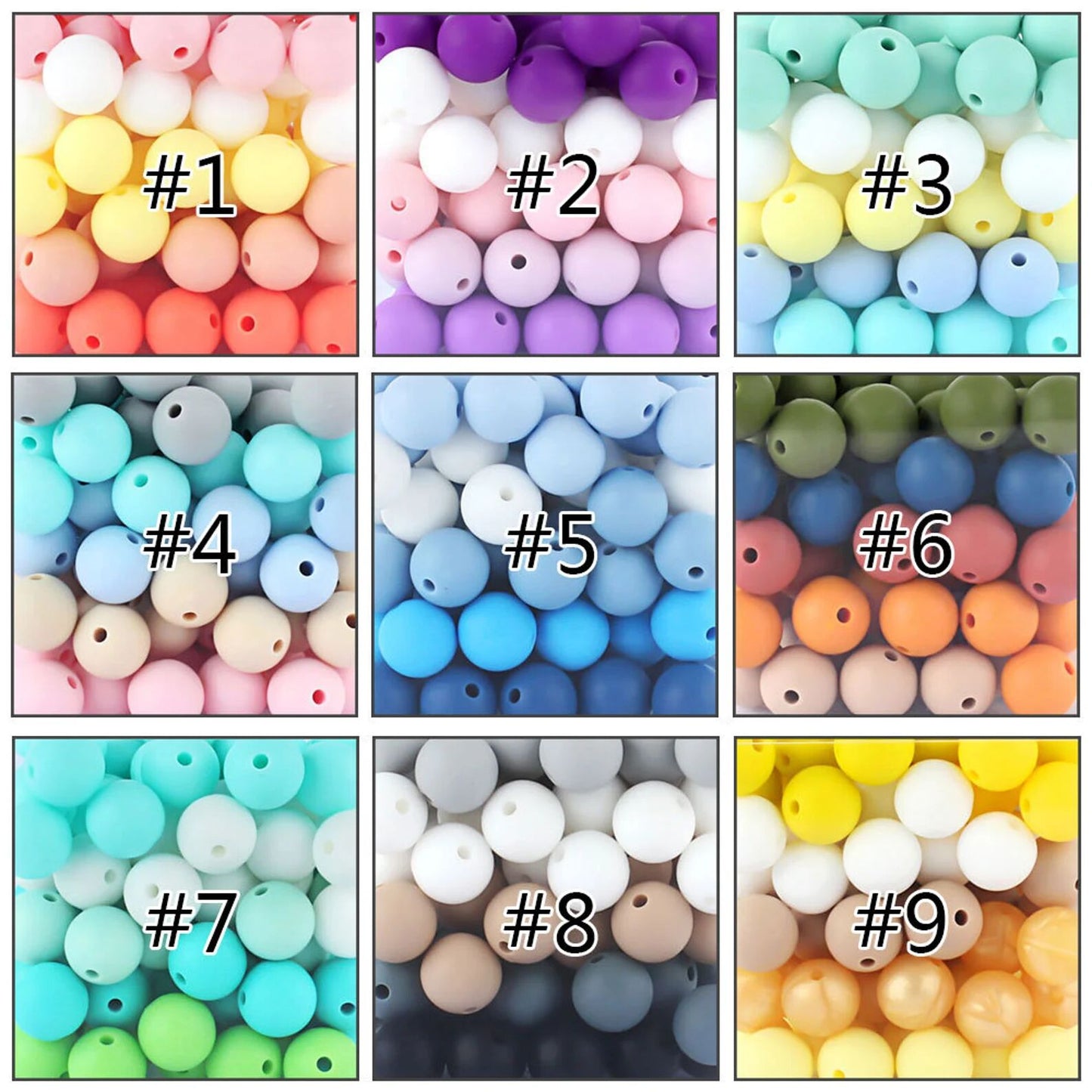 12/15mm Mix Colors Round Silicone Beads