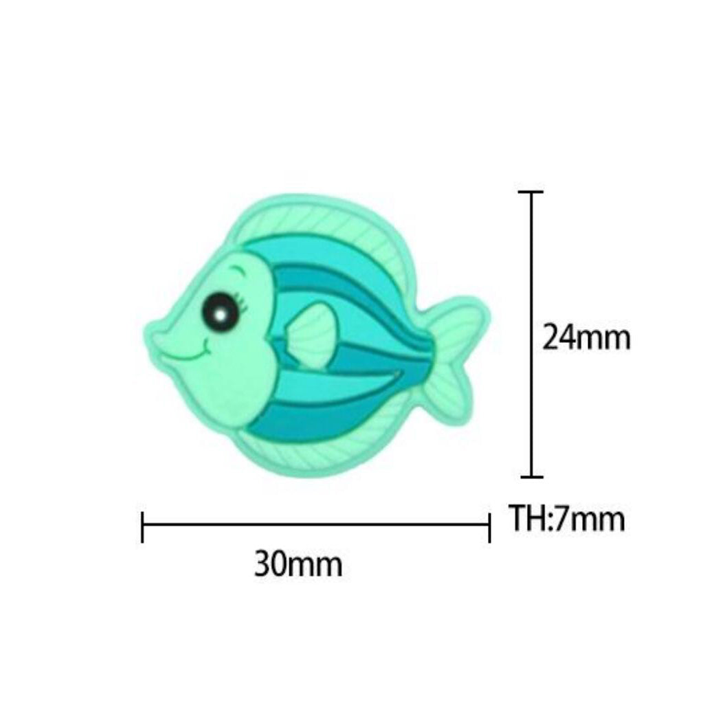 Silicone Tropical Fish Beads 24*30mm