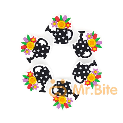 Flower Can Silicone Beads 27*26mm